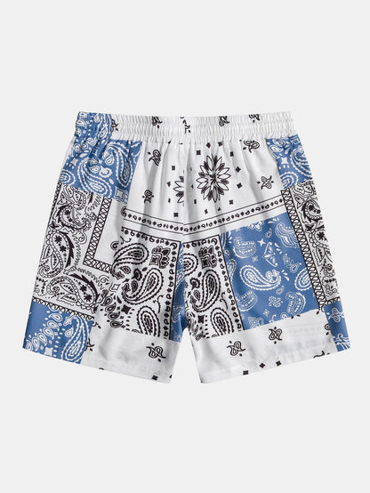 Paisley Print Drawstring Shorts #Random Pattern Design#