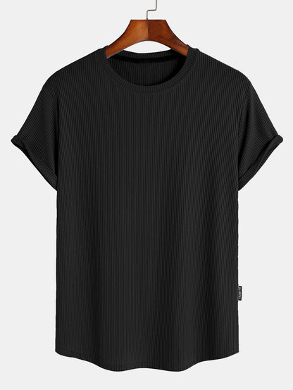Muscle Fit Arc Hem Textured T-Shirt