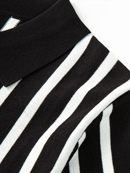 Striped Short Sleeve Sweater Polo