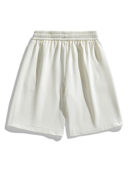 Basic Textured Drawstring Shorts