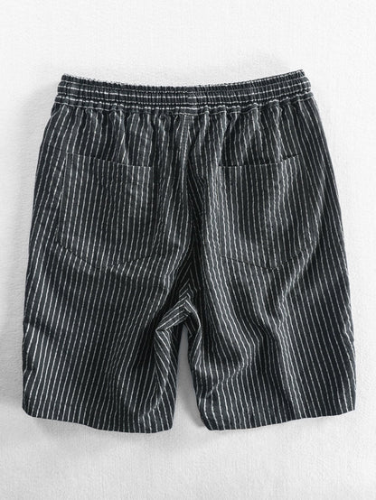 Cotton Drawstring Striped Shorts