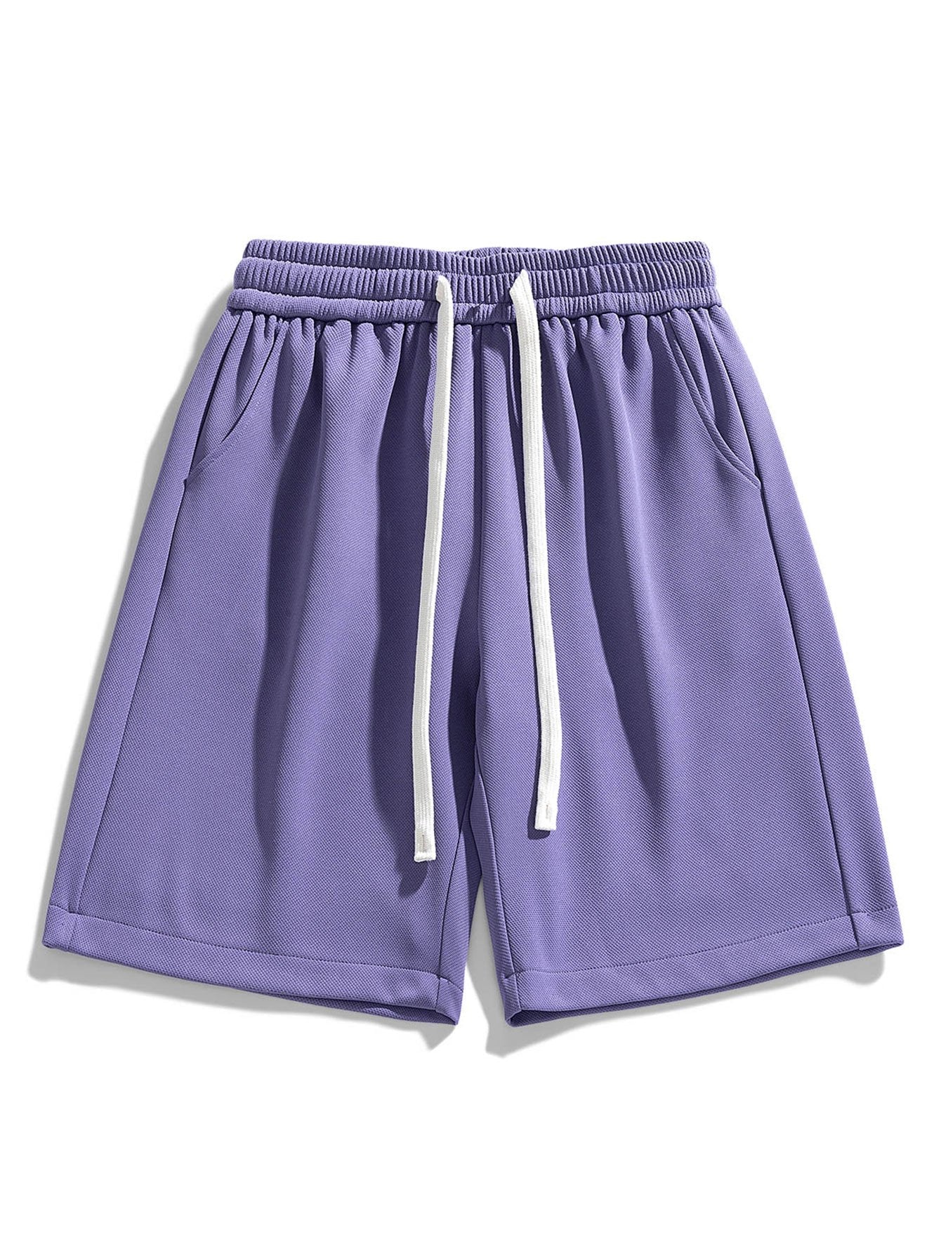 Basic Textured Drawstring Shorts