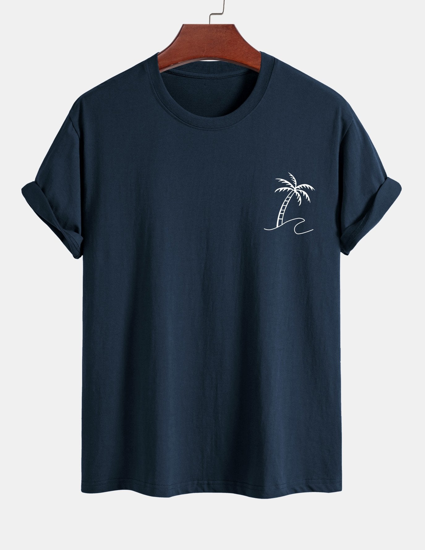 Regular Fit Palm Tree Print Cotton T-Shirt