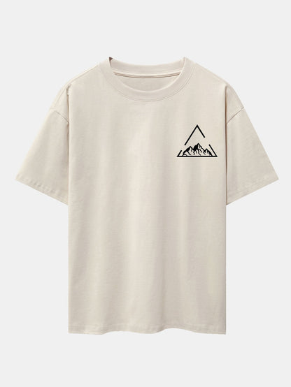 Triangle Mountain Print Drop Shoulder Oversize T-Shirt