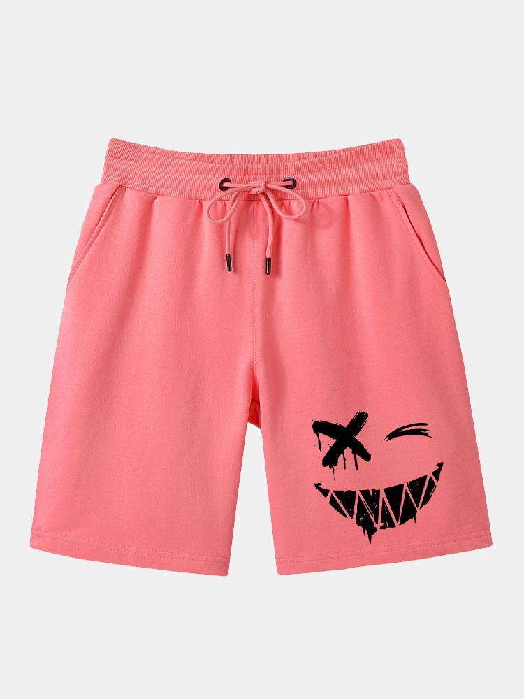 Dissolved Smiley Face Print Man Mid Length Shorts