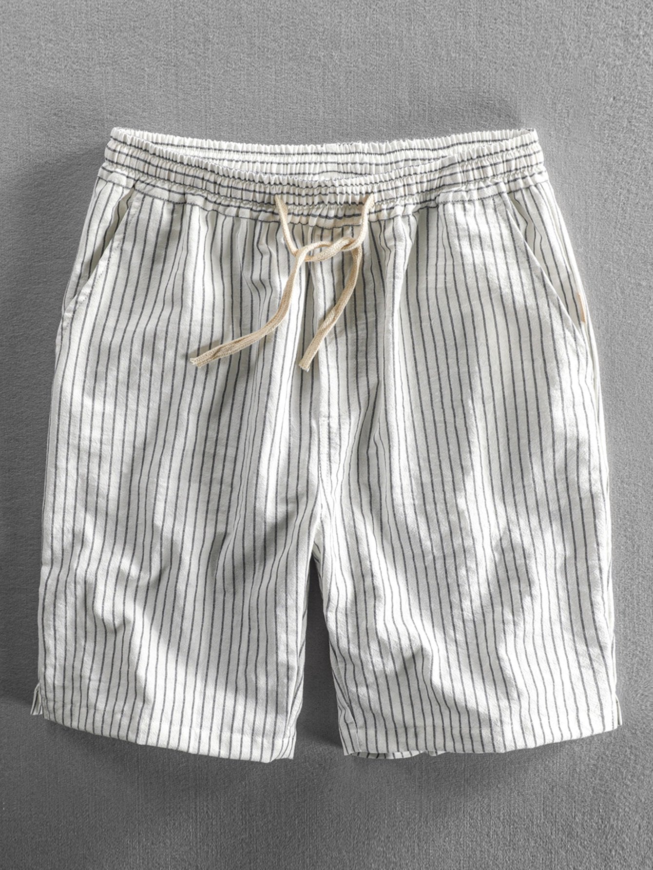 Cotton Drawstring Striped Shorts