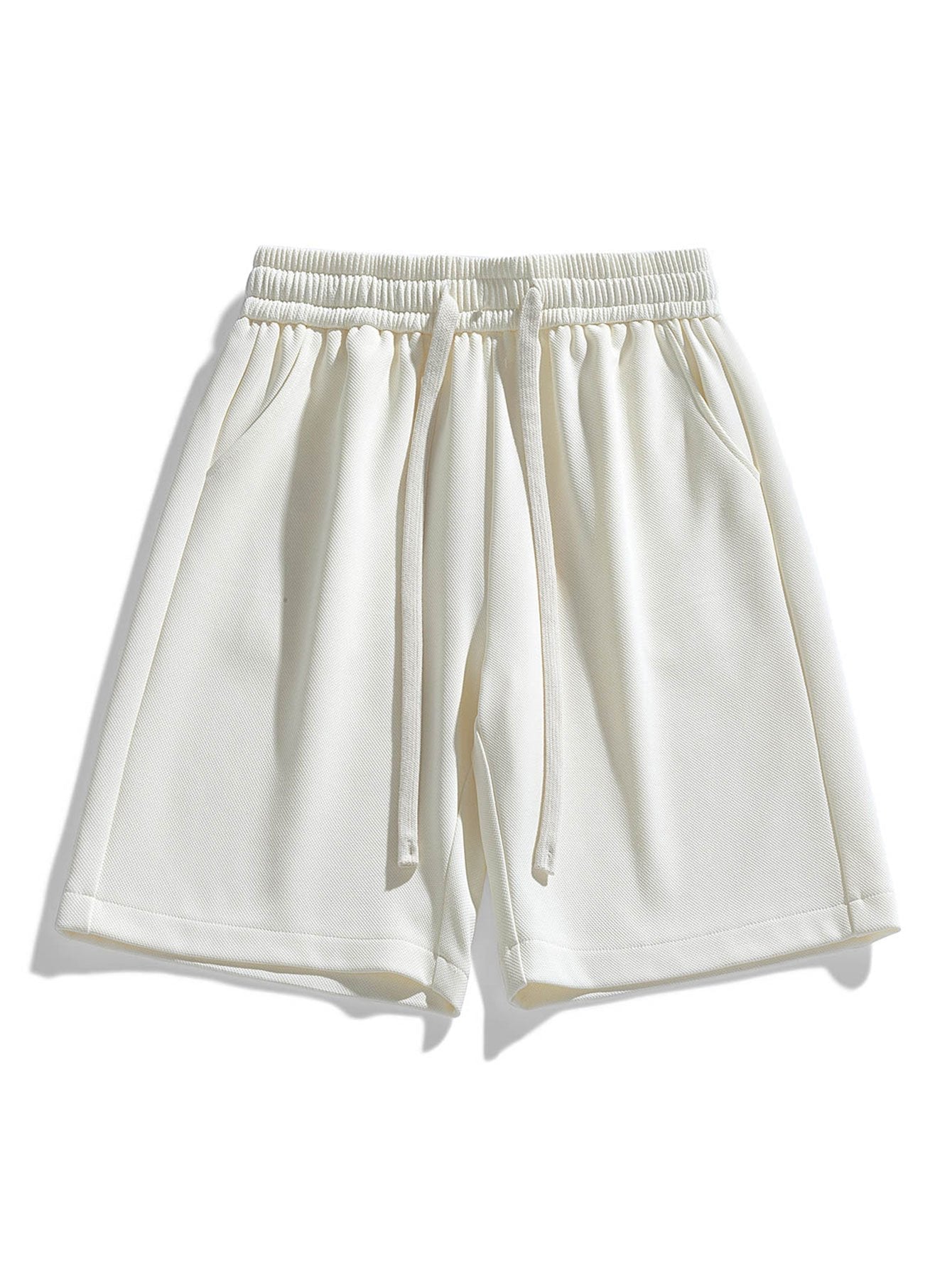Basic Textured Drawstring Shorts