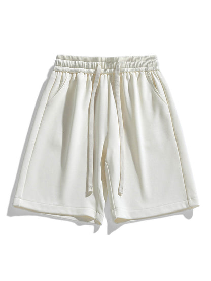 Basic Textured Drawstring Shorts