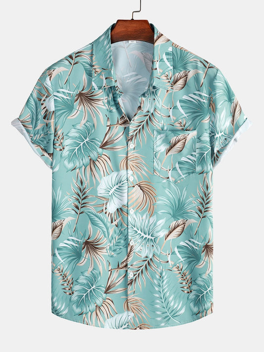 Tropical Print Button Up Shirt