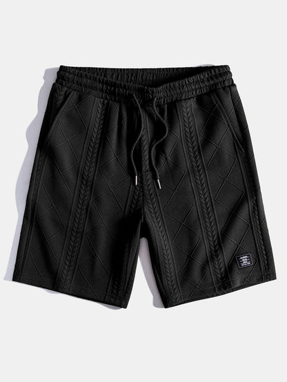 3 Pieces Geometric Jacquard Drawstring Shorts