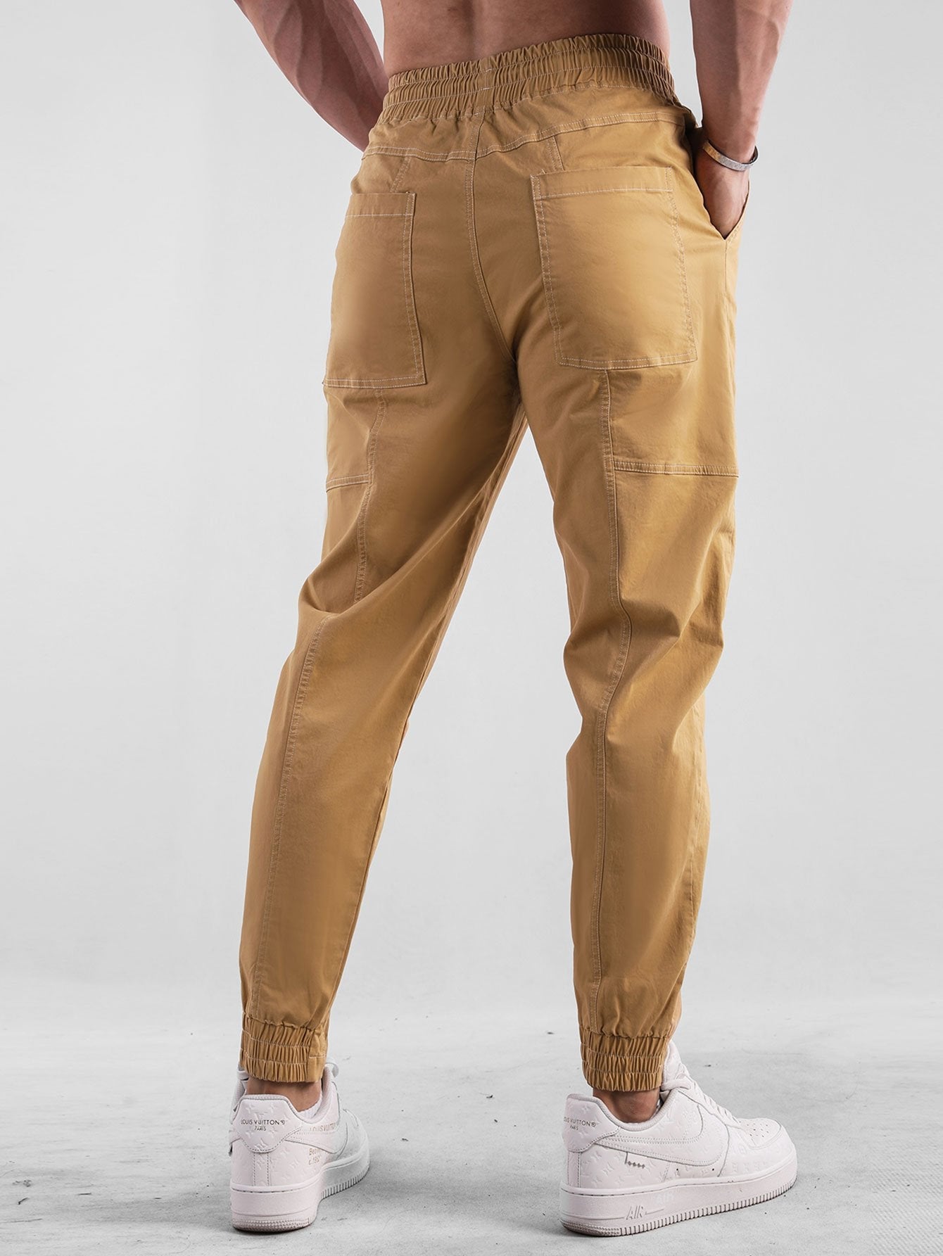 Contrast Stitching Chino Jogging Pants