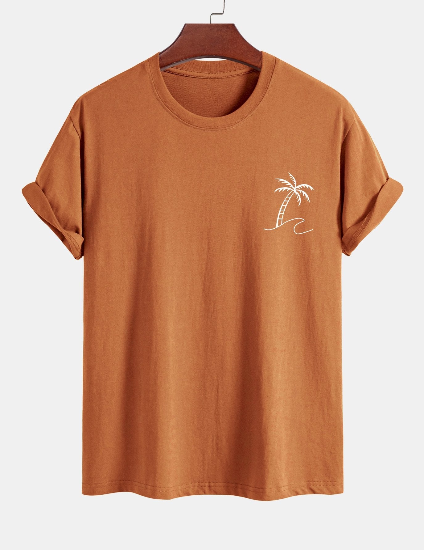 Regular Fit Palm Tree Print Cotton T-Shirt