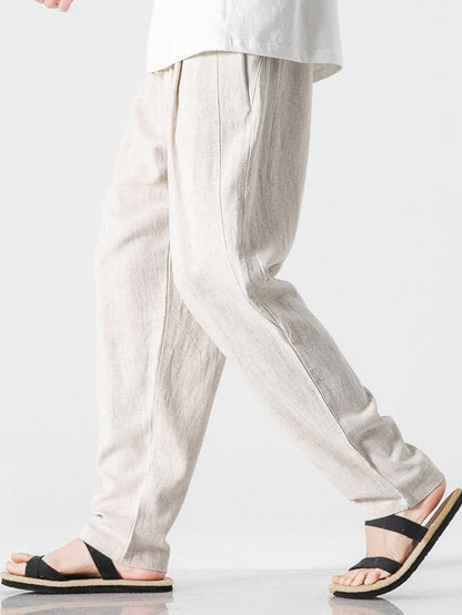 Relax Fit Linen And Cotton Blend Harem Pants
