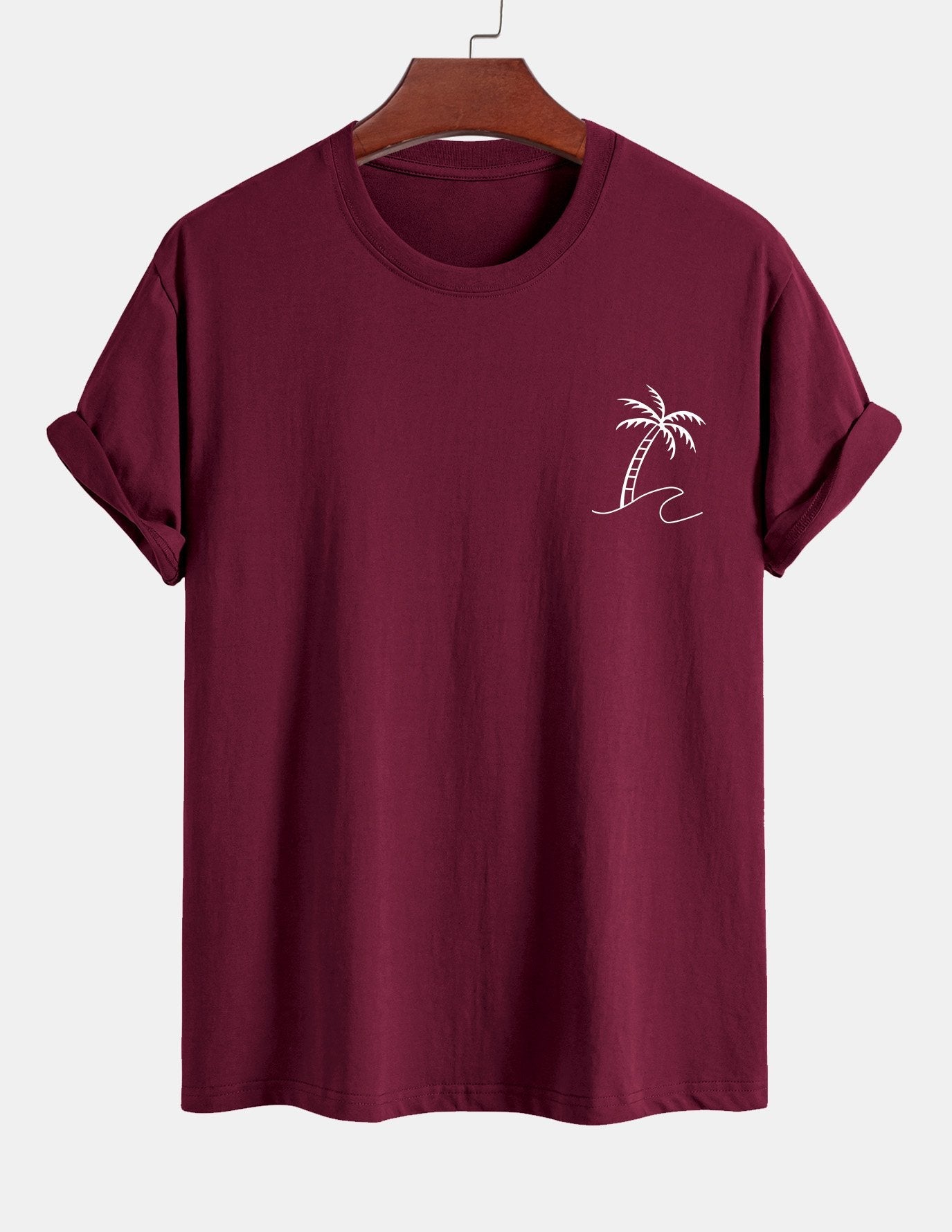 Regular Fit Palm Tree Print Cotton T-Shirt
