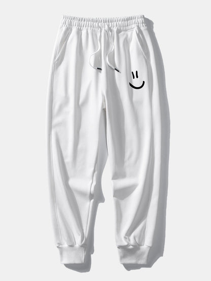 Smiley Face Print Jogging Pants