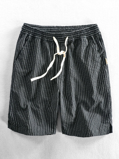 Cotton Drawstring Striped Shorts