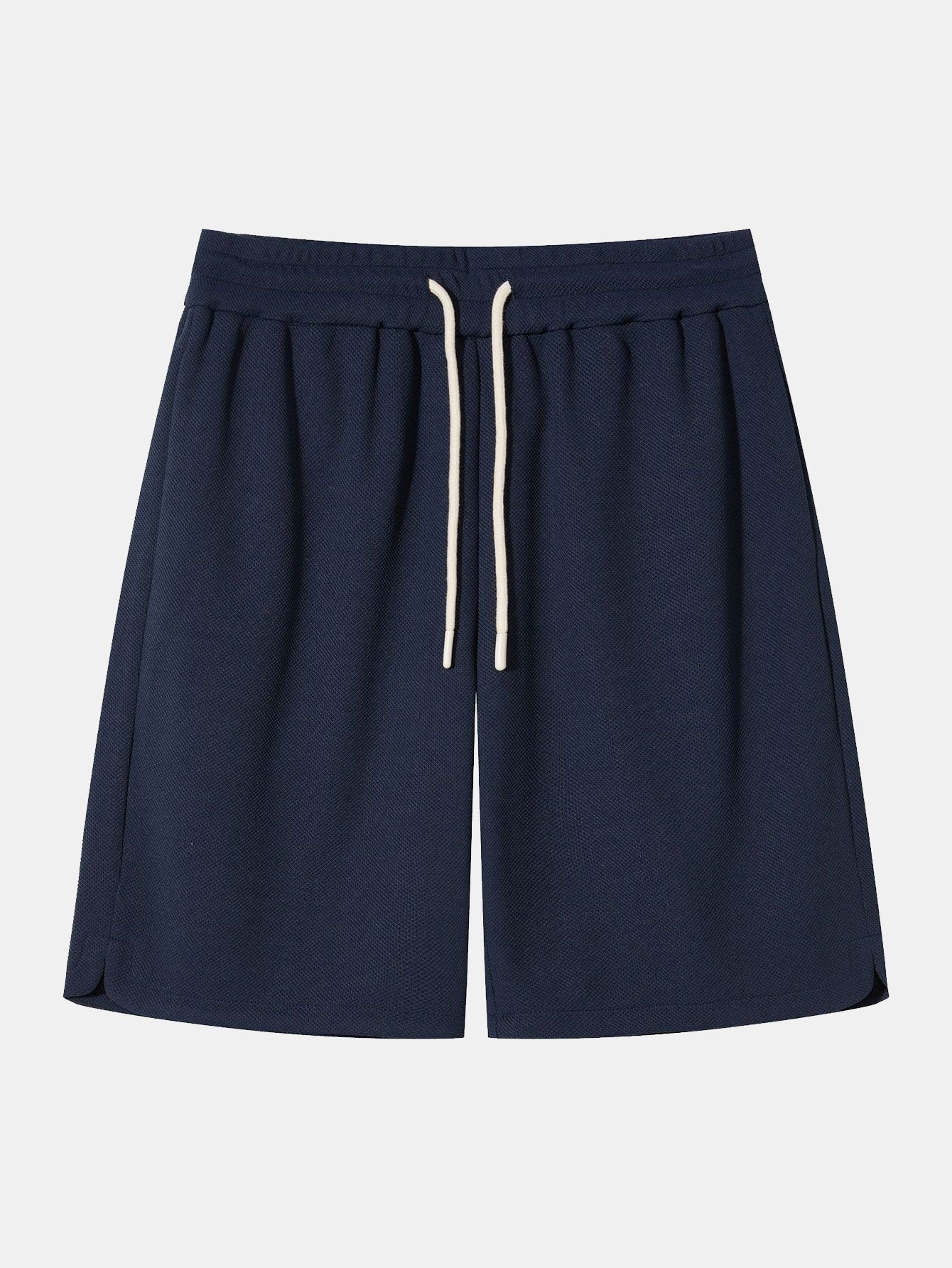 Loose Fit Drawstring Waffle Shorts