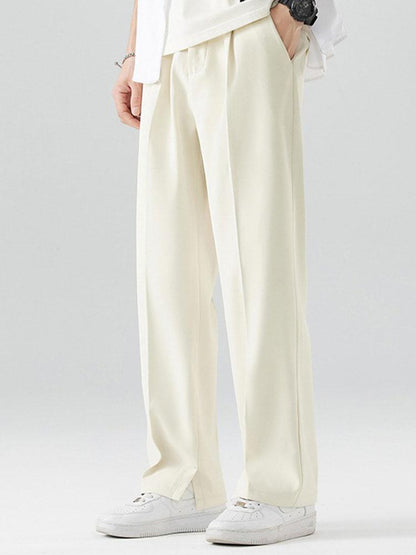 Slit Hem Pleated Trousers