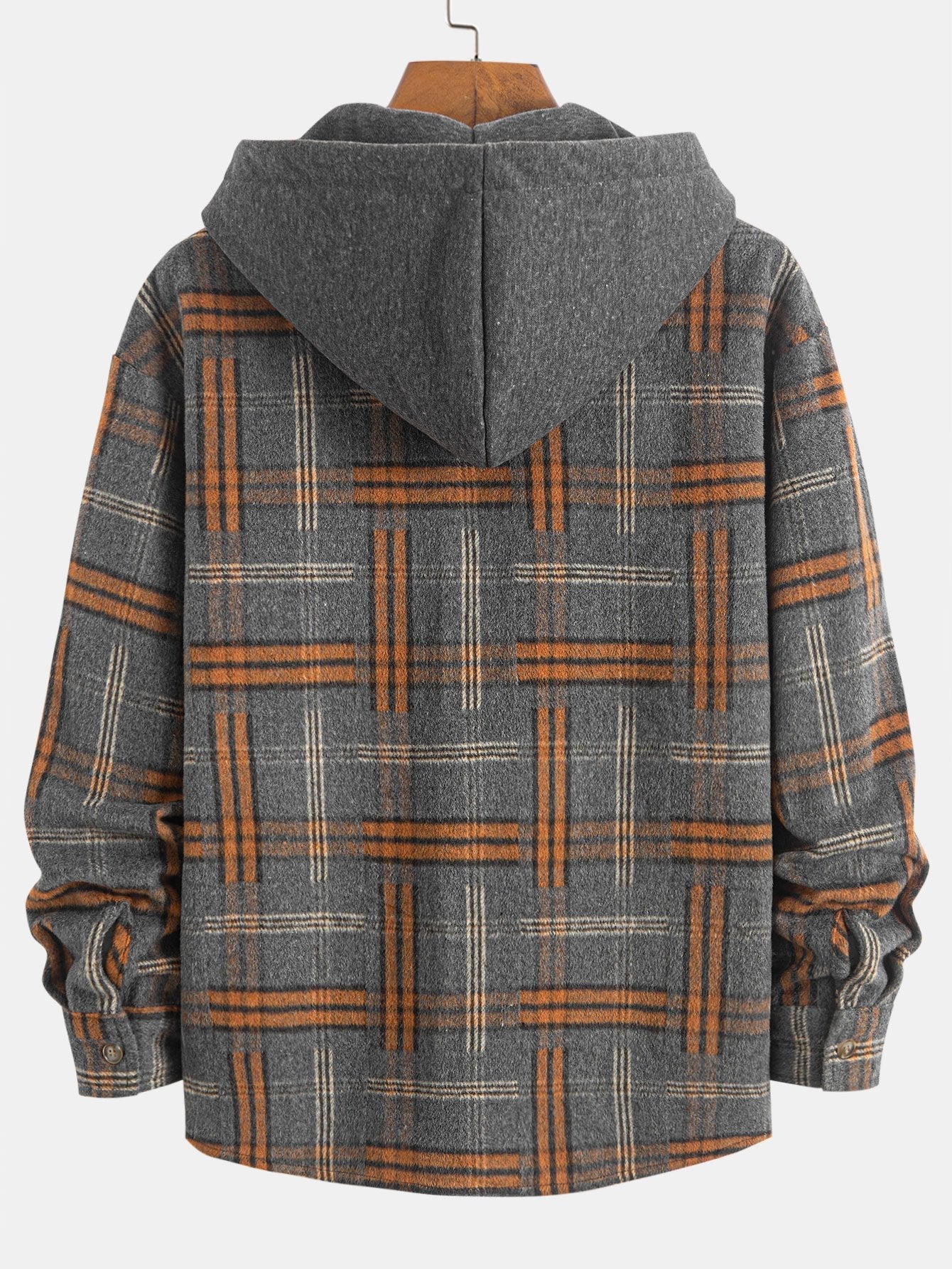 Relax Fit Heavy Weight Flannel Plaid Hooded Shirt