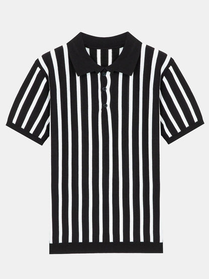 Striped Short Sleeve Sweater Polo