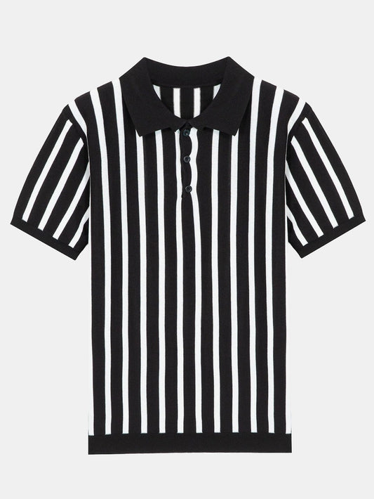 Striped Short Sleeve Sweater Polo