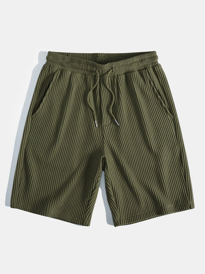 3 Pieces Drawstring Knitted Waffle Shorts