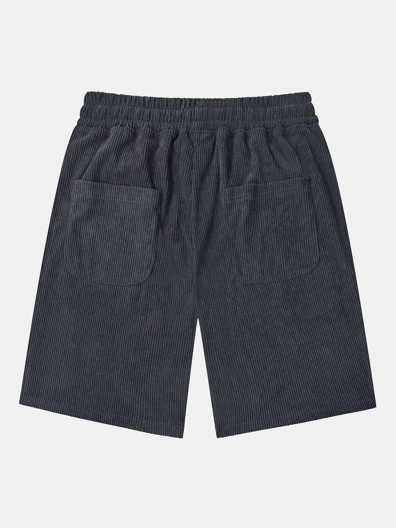 Corduroy Drawstring Shorts With Letter Label
