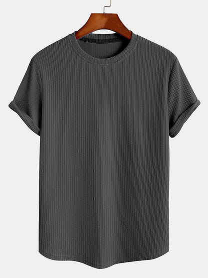 Muscle Fit Arc Hem Ribbed T-Shirt