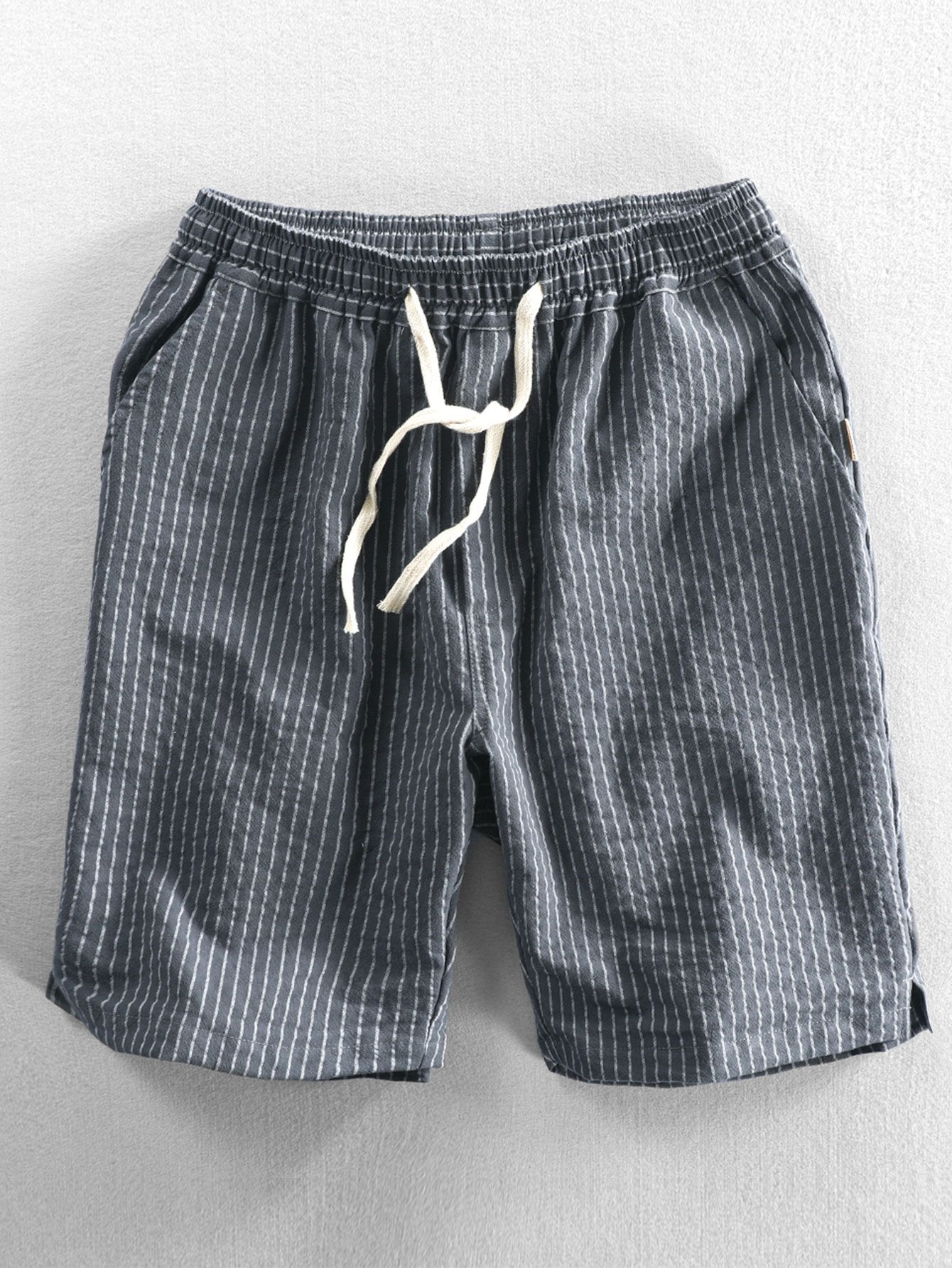 Cotton Drawstring Striped Shorts