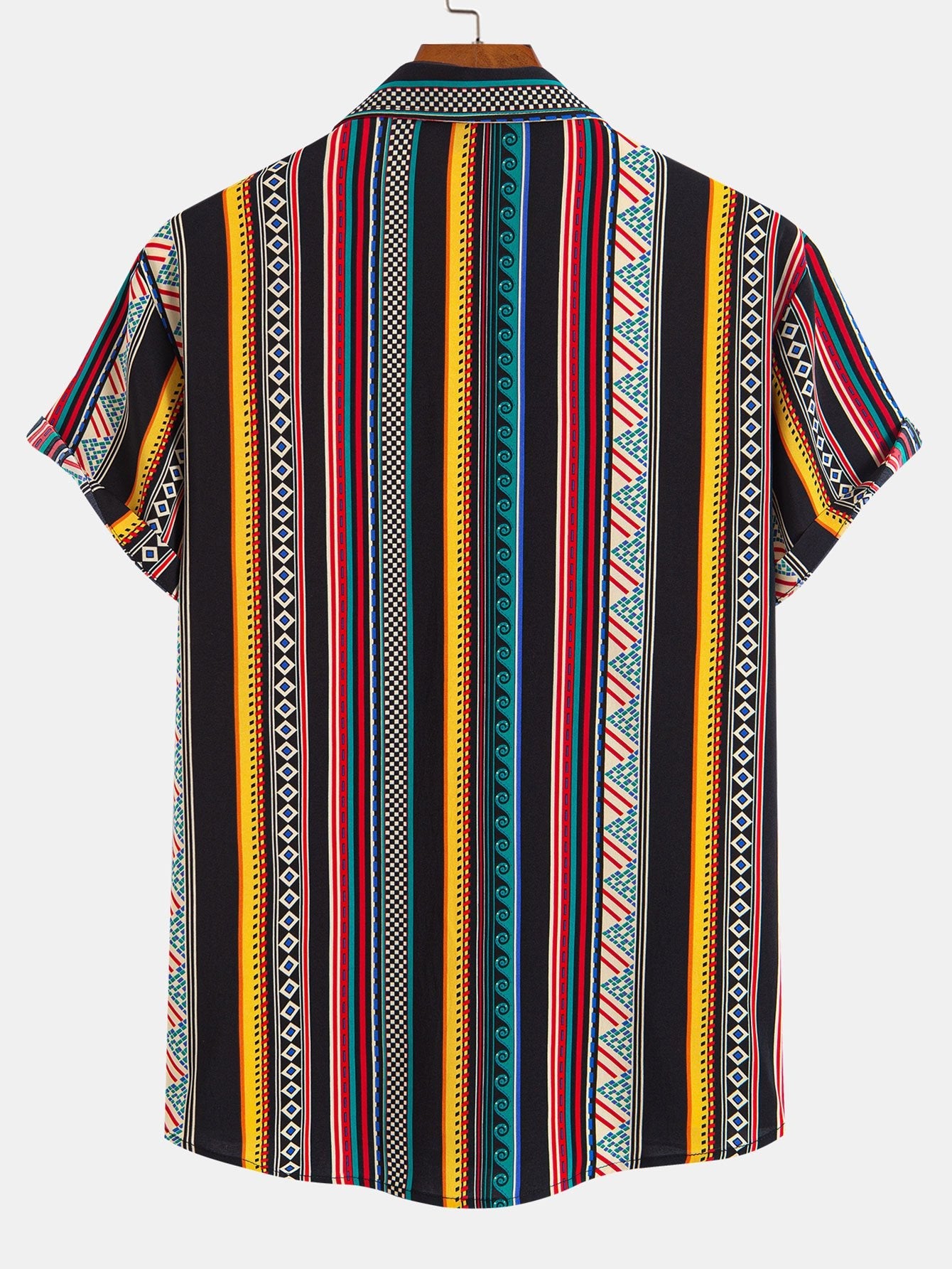 Ethnic Geometric Print Button Up Shirt