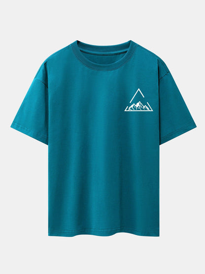 Triangle Mountain Print Drop Shoulder Oversize T-Shirt