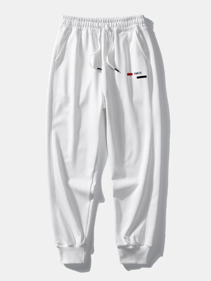 Paris Stripe Print Jogging Pants