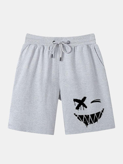 Dissolved Smiley Face Print Man Mid Length Shorts