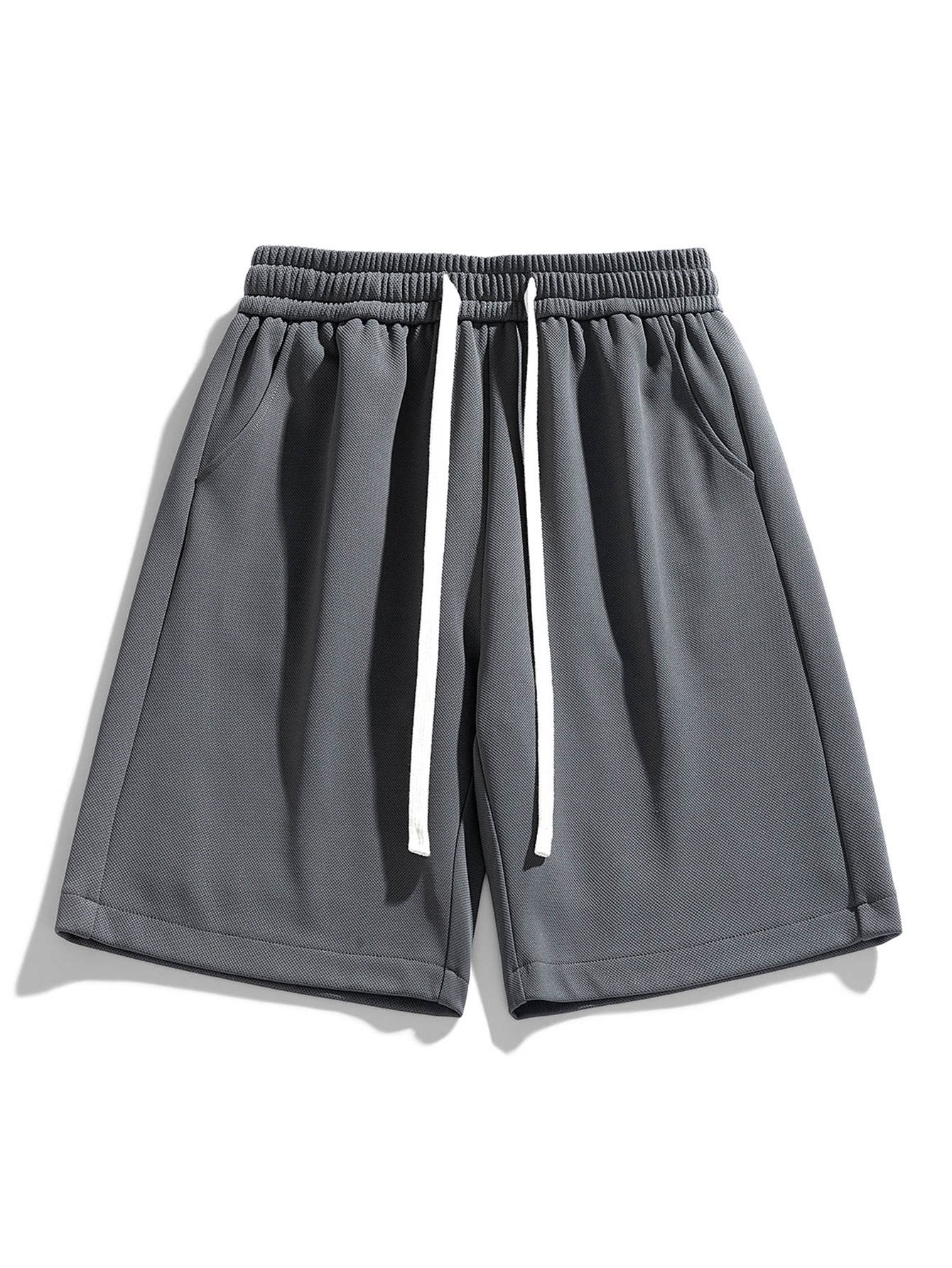 Basic Textured Drawstring Shorts