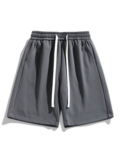 Basic Textured Drawstring Shorts