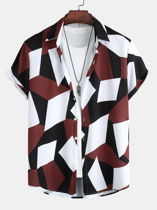 Geometry Print Button Up Shirt