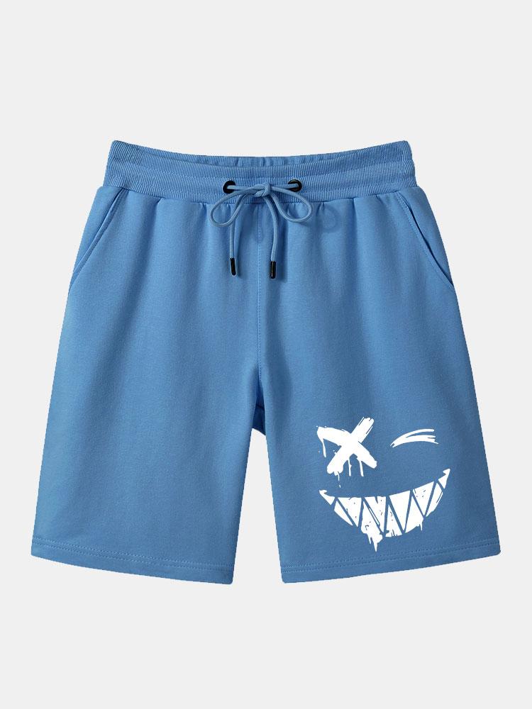 Dissolved Smiley Face Print Man Mid Length Shorts