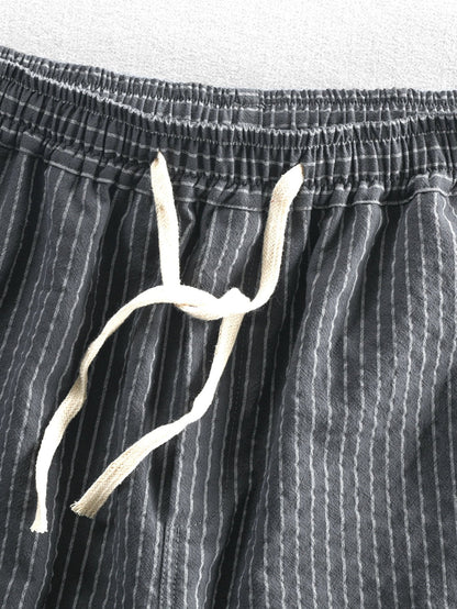Cotton Drawstring Striped Shorts