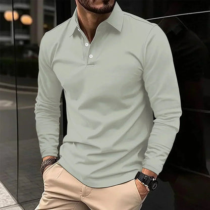 Contemporary Long-Sleeve Polo With Modern Fit