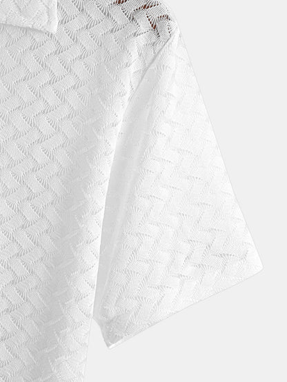 Hollow Out Textured Cuban Shirt